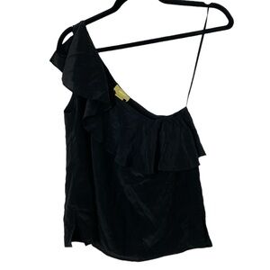 Maeve Anthropologie black one shoulder silk tank